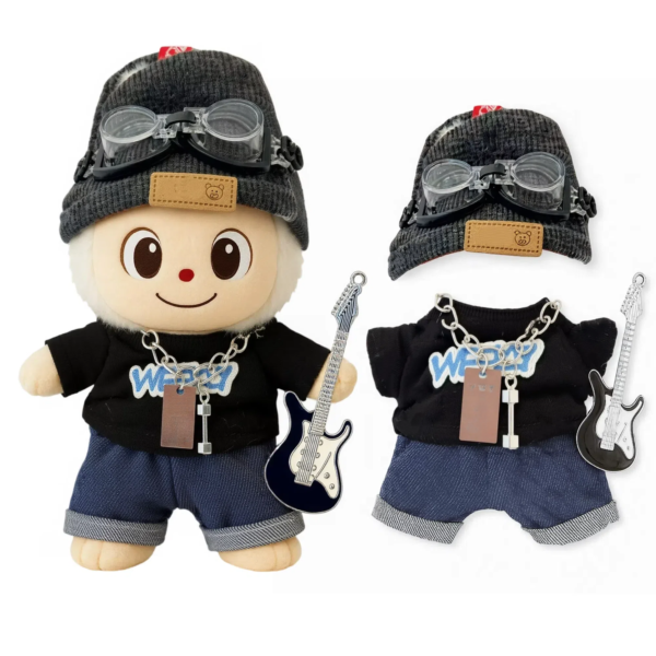 Blue Hoodie Outfit Set for 17cm / 6.69in Doll – Casual Streetwear Clothes with Headphones, Plaid Jacket, Pants and Shoes – (Doll Not Included) - Image 16