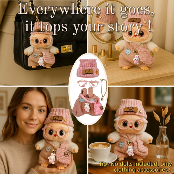 Blue Hoodie Outfit Set for 17cm / 6.69in Doll – Casual Streetwear Clothes with Headphones, Plaid Jacket, Pants and Shoes – (Doll Not Included) - Image 54