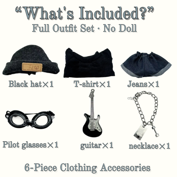 Blue Hoodie Outfit Set for 17cm / 6.69in Doll – Casual Streetwear Clothes with Headphones, Plaid Jacket, Pants and Shoes – (Doll Not Included) - Image 11