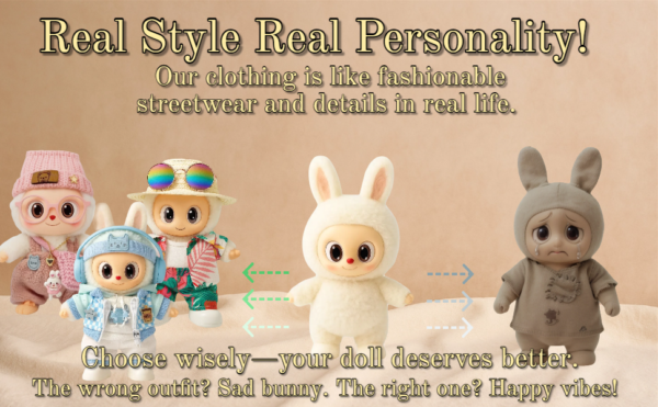 Blue Hoodie Outfit Set for 17cm / 6.69in Doll – Casual Streetwear Clothes with Headphones, Plaid Jacket, Pants and Shoes – (Doll Not Included) - Image 8