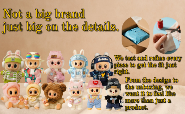 Blue Hoodie Outfit Set for 17cm / 6.69in Doll – Casual Streetwear Clothes with Headphones, Plaid Jacket, Pants and Shoes – (Doll Not Included) - Image 7
