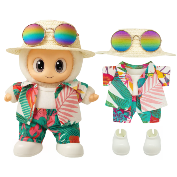 Blue Hoodie Outfit Set for 17cm / 6.69in Doll – Casual Streetwear Clothes with Headphones, Plaid Jacket, Pants and Shoes – (Doll Not Included) - Image 18